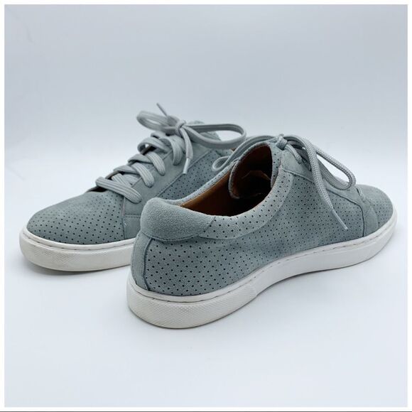CASLON Gray Perforated Leather Sneakers Laced - Picture 5 of 12